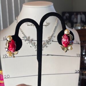 Elegant Red and Gold Women's Earrings